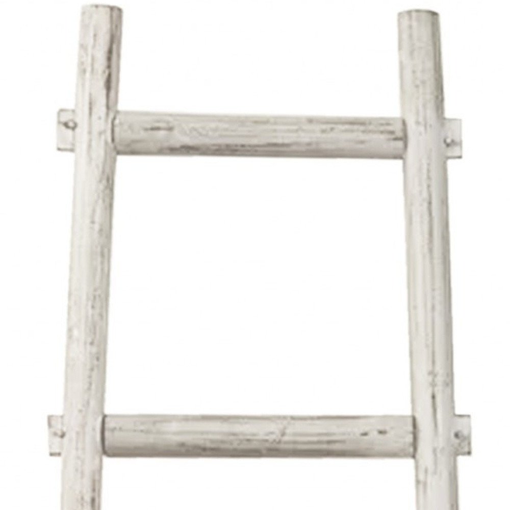59" Gray Distressed Solid Wood Five Step Ladder Shelf