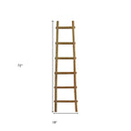 72" Natural Distressed Solid Wood Six Step Ladder Shelf