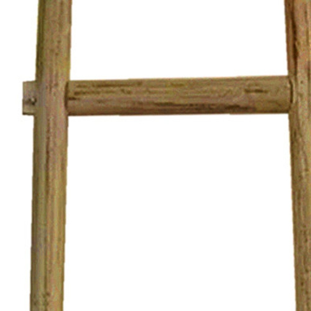 72" Natural Distressed Solid Wood Six Step Ladder Shelf