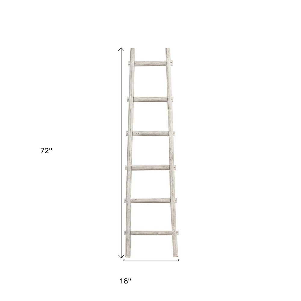 72" Natural Distressed Solid Wood Six Step Ladder Shelf