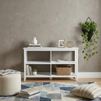 30" White Wood Two Shelf Bookcase