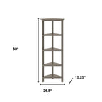 Gray Solid Wood Corner Bookcase