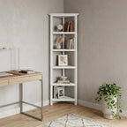White Solid Wood Corner Bookcase