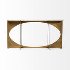 59" White and Gold Genuine Marble and Metal Geo Base Console Table