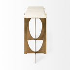 59" White and Gold Genuine Marble and Metal Geo Base Console Table