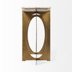 59" White and Gold Genuine Marble and Metal Geo Base Console Table
