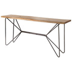 66" Brown and Black Solid Wood and Iron Abstract Base Console Table
