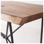 66" Brown and Black Solid Wood and Iron Abstract Base Console Table