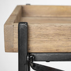 80" Light Brown and Black Solid Wood and Iron Console Table With Two Shelves
