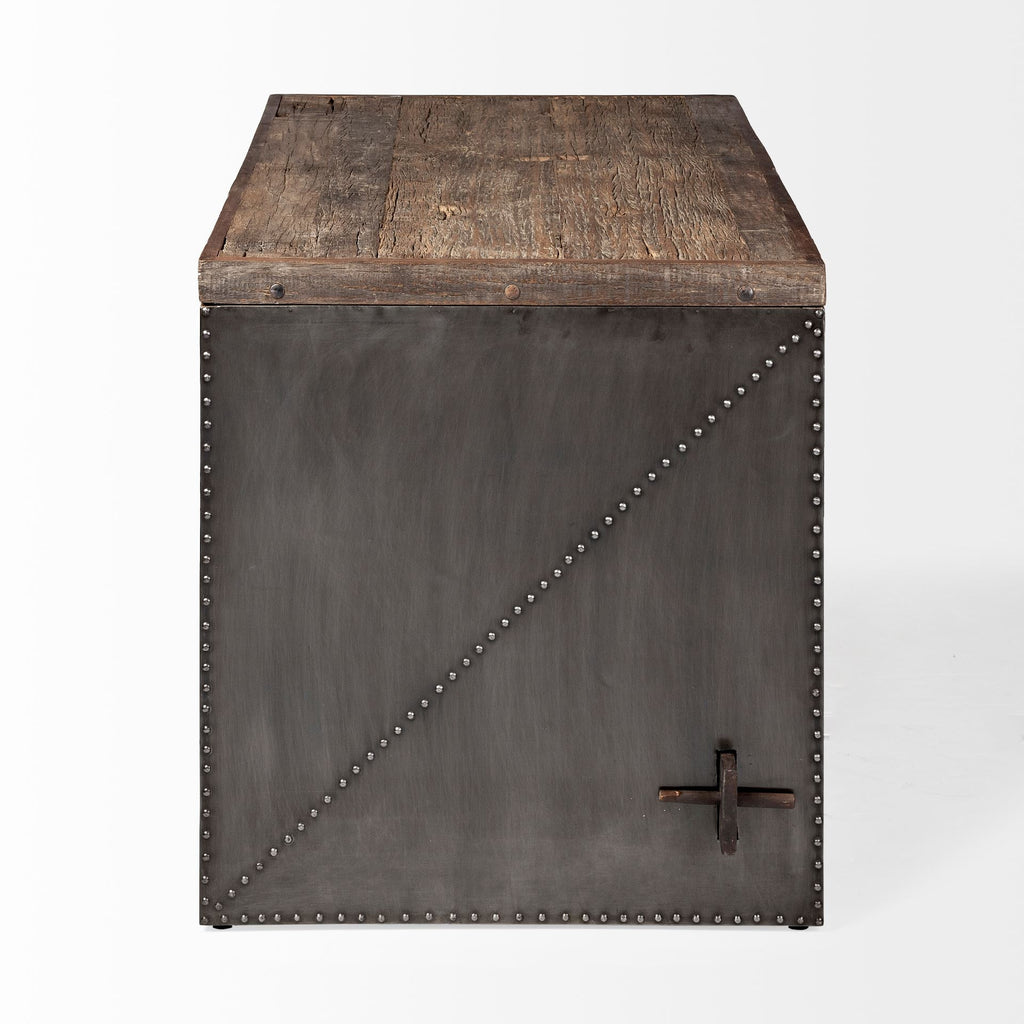 52" Dark Brown and Gray Writing Desk
