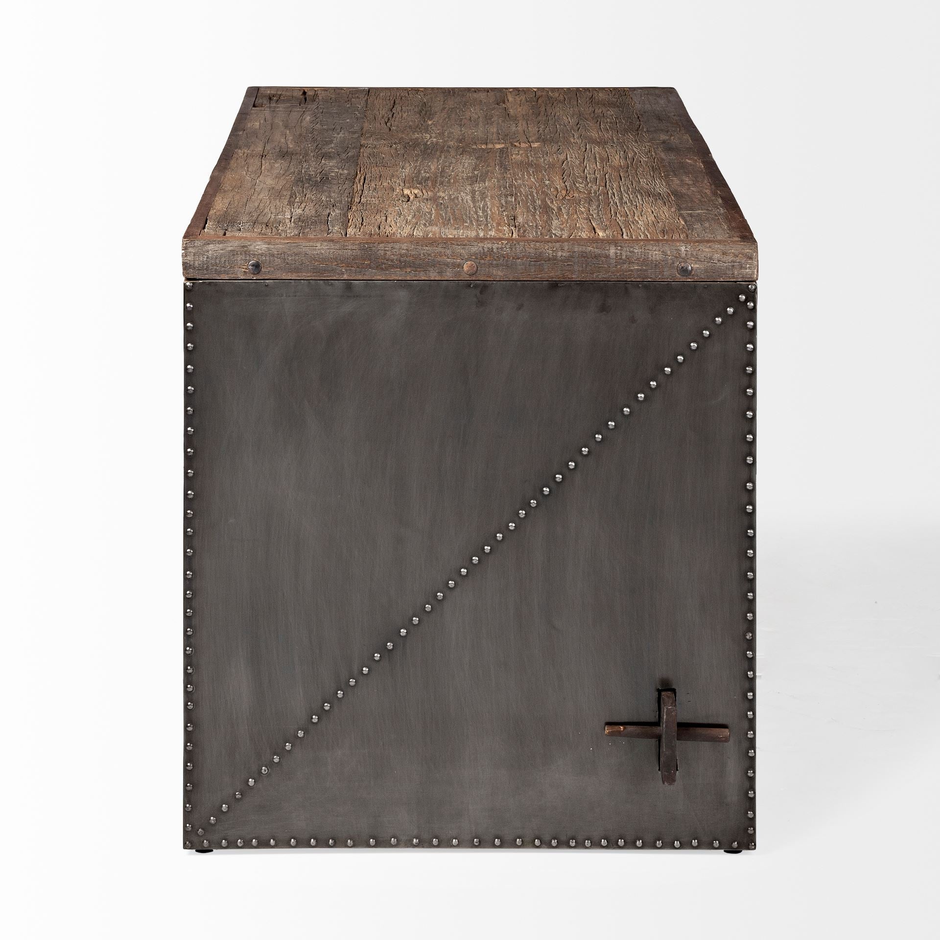 52" Dark Brown and Gray Writing Desk