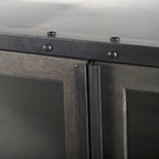 62" Dark Brown Iron Two Drawer Sideboard with Four Glass Doors