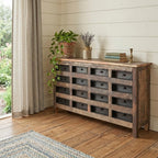 63" Brown and Black Solid Wood 16 Drawer Sideboard