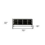 70" Black Solid Wood Sideboard with Four Glass Doors
