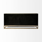 16" Brown And Antiqued Gold Solid Wood Nine Drawer Sideboard