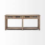 72" Brown Solid Wood Floor Shelf Console Table And Drawers