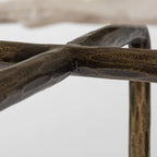 49" White and Brass Genuine Marble and Iron Distressed Six Leg Console Table
