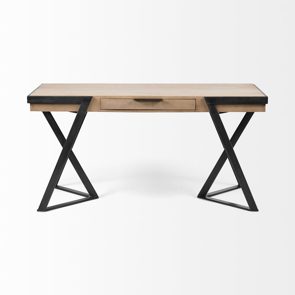 60" Brown and Black Writing Desk