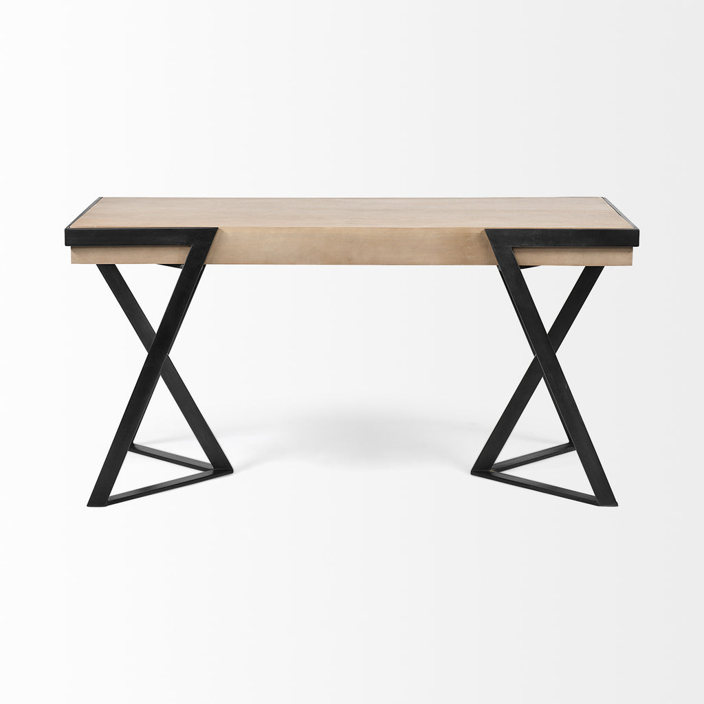 60" Brown and Black Writing Desk