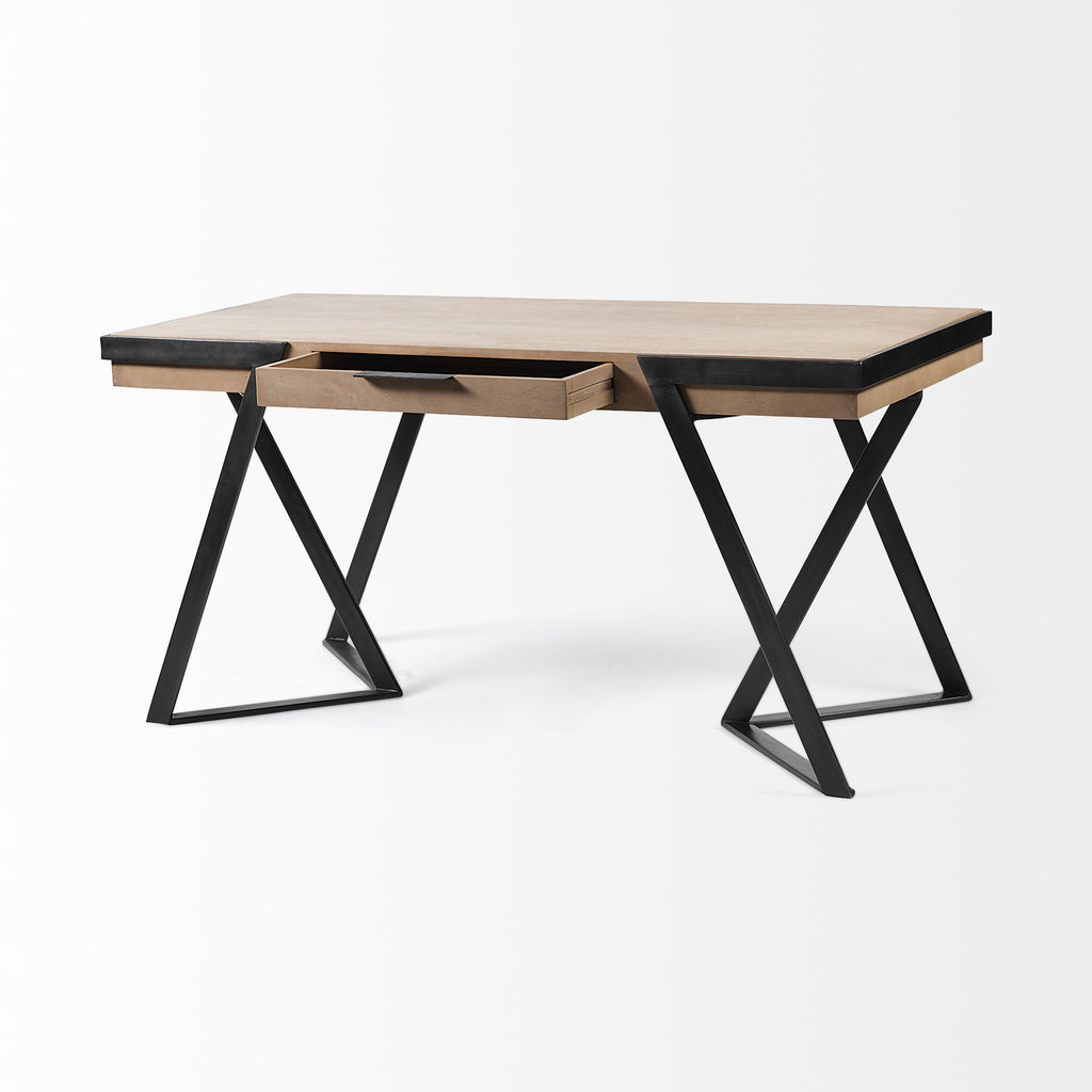 60" Brown and Black Writing Desk