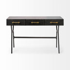 51" Black Writing Desk With Three Drawers