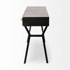 51" Black Writing Desk With Three Drawers