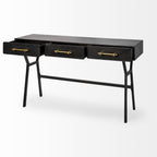 51" Black Writing Desk With Three Drawers