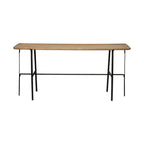 60" Brown and Black Solid Wood and Metal Trestle Console Table