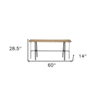 60" Brown and Black Solid Wood and Metal Trestle Console Table