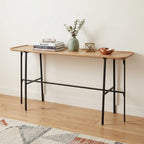 60" Brown and Black Solid Wood and Metal Trestle Console Table
