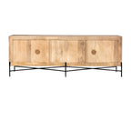 78" Brown Solid Wood Sideboard with Four Doors