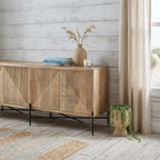 78" Brown Solid Wood Sideboard with Four Doors