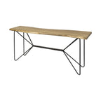 66" Natural and Black Solid Wood and Iron Distressed Abstract Console Table
