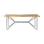 66" Natural and Black Solid Wood and Iron Distressed Abstract Console Table