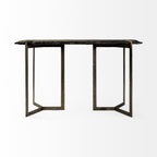 50" Black and Nickel Slate and Iron Distressed Double Pedestal Console Table