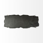 50" Black and Nickel Slate and Iron Distressed Double Pedestal Console Table