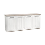 73" Brown and White Solid Wood Sideboard with Four Doors