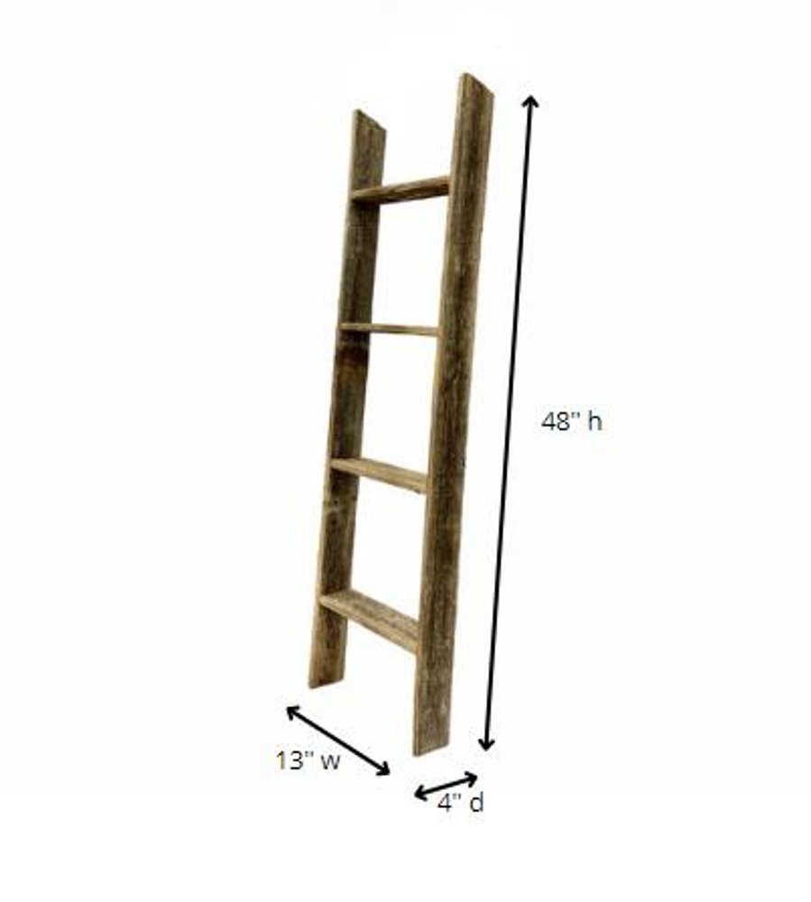 48" Black And Brown Distressed Solid Wood Four Step Ladder Shelf