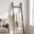 48" Black And Brown Distressed Solid Wood Four Step Ladder Shelf