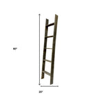 60" Gray Distressed Solid Wood Five Step Ladder Shelf