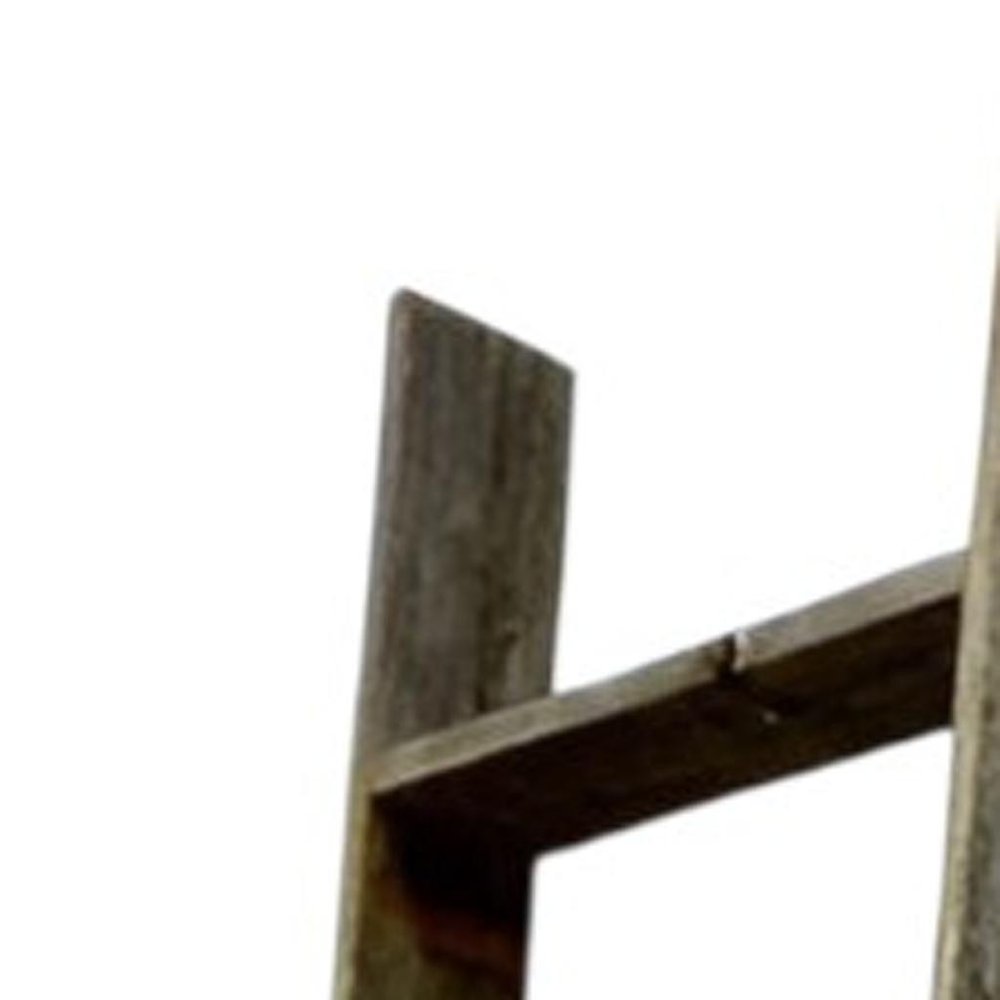 60" Gray Distressed Solid Wood Five Step Ladder Shelf