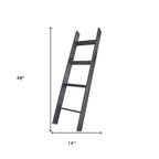 48" Black And Brown Distressed Solid Wood Four Step Ladder Shelf