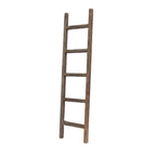 60" Espresso Distressed Solid Wood Five Step Ladder Shelf