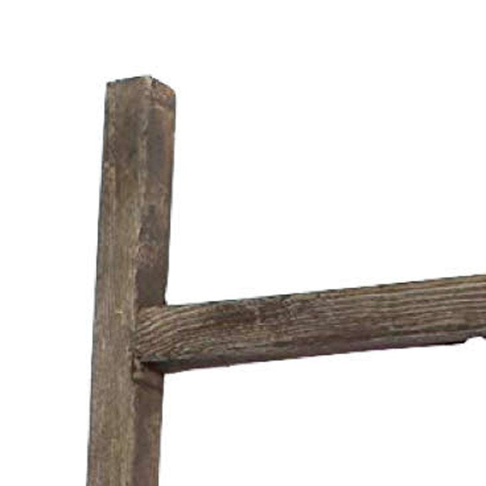 60" Espresso Distressed Solid Wood Five Step Ladder Shelf
