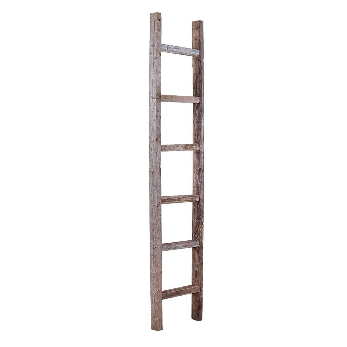 72" Gray Distressed Solid Wood Seven Step Ladder Shelf