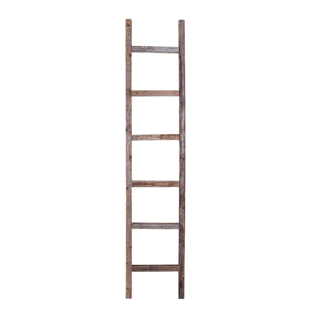 72" Gray Distressed Solid Wood Seven Step Ladder Shelf
