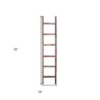 72" Gray Distressed Solid Wood Seven Step Ladder Shelf