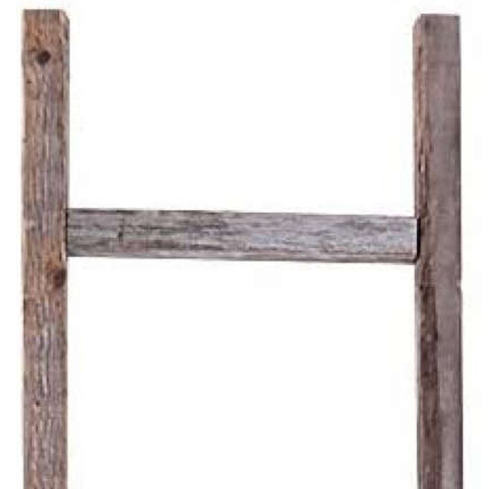 72" Gray Distressed Solid Wood Seven Step Ladder Shelf