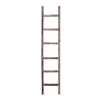 72" Gray Distressed Solid Wood Seven Step Ladder Shelf