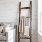 48" Gray Distressed Solid Wood Four Step Ladder Shelf